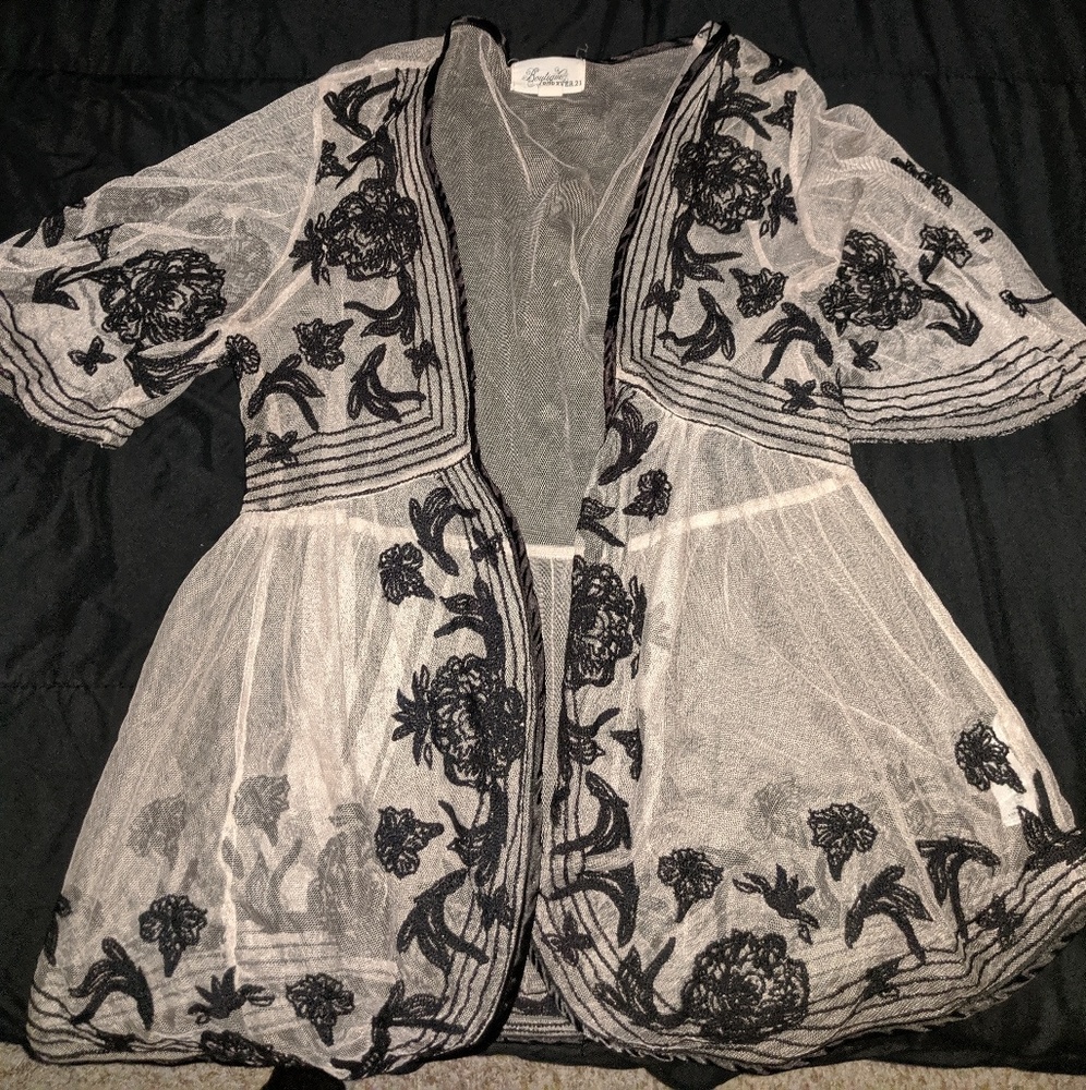 Flower print kimono
